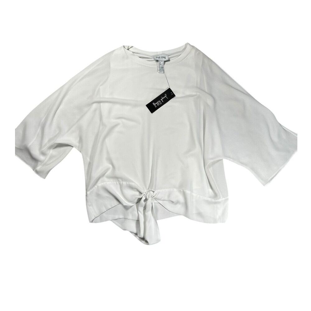 Joseph Ribkoff Womens 8 White Tie Front Blouse Chic Workwear Top Elegant Career